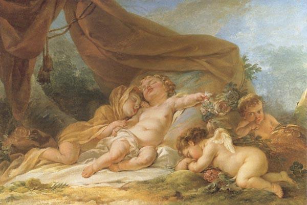 Nicolas-rene jollain Sleeping Cupid oil painting image